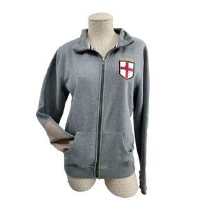 BF Women's Medium Kingsland Zip Up Sweatshirt Jacket Cardigan Sweater Logo Gray
